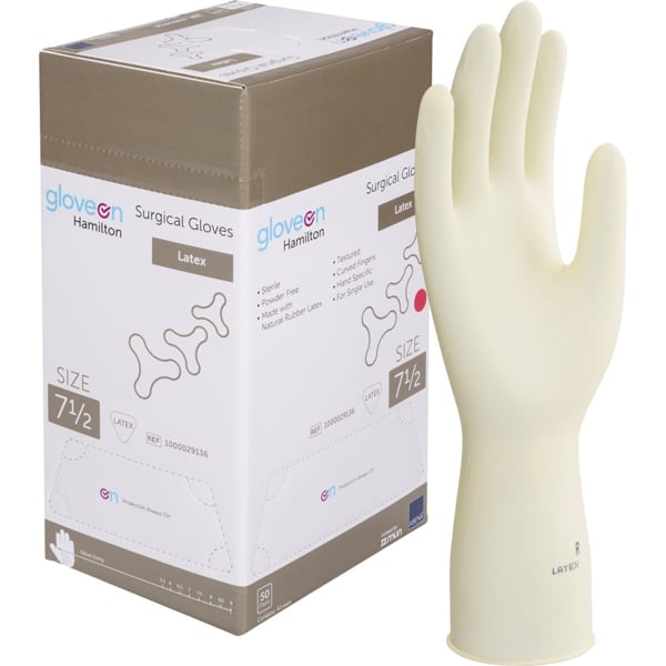 Gloveon Hamilton leikkauskasine koko 7,5 lateksi steriili 50pr
